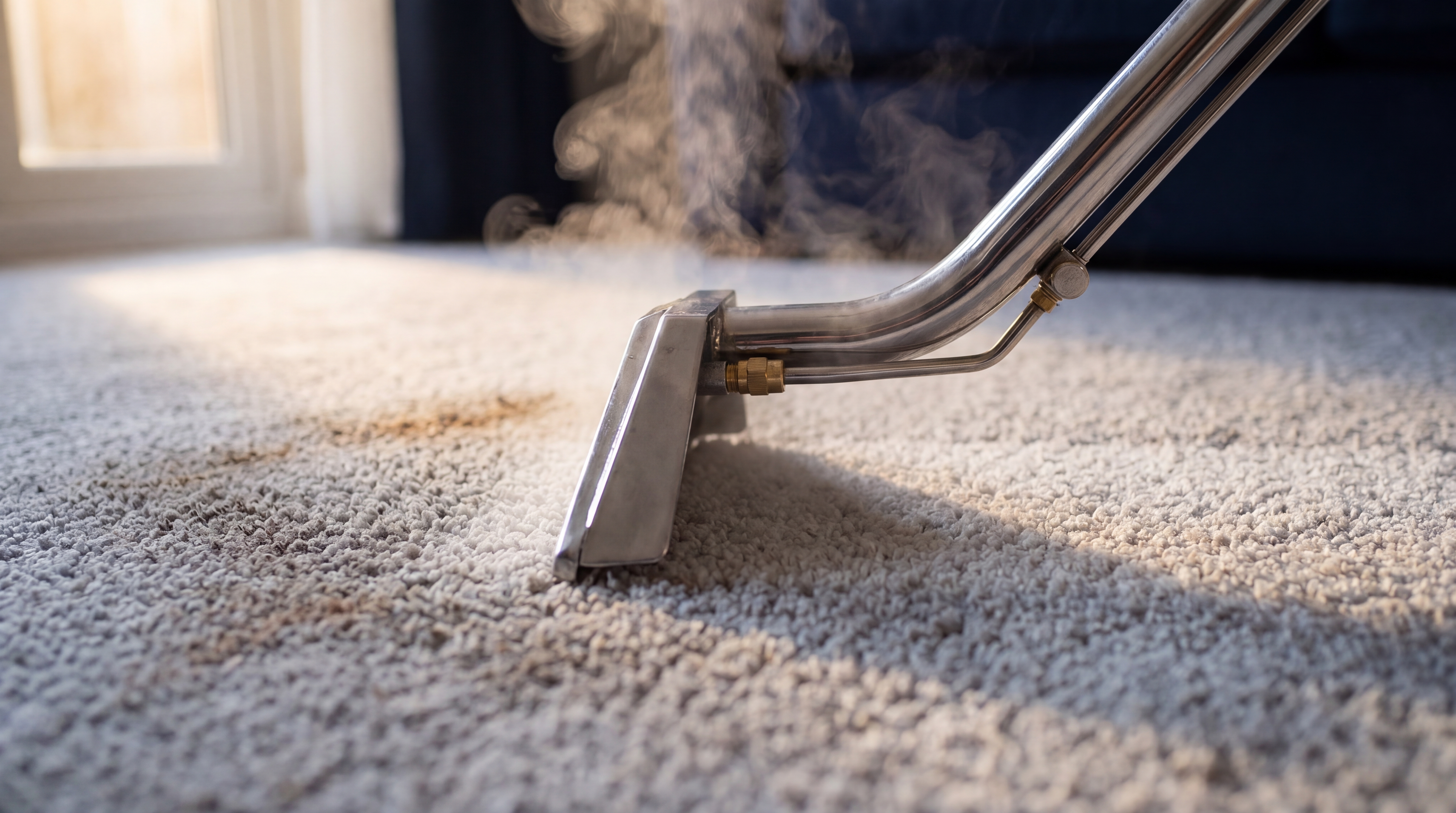 Carpet cleaning in progress